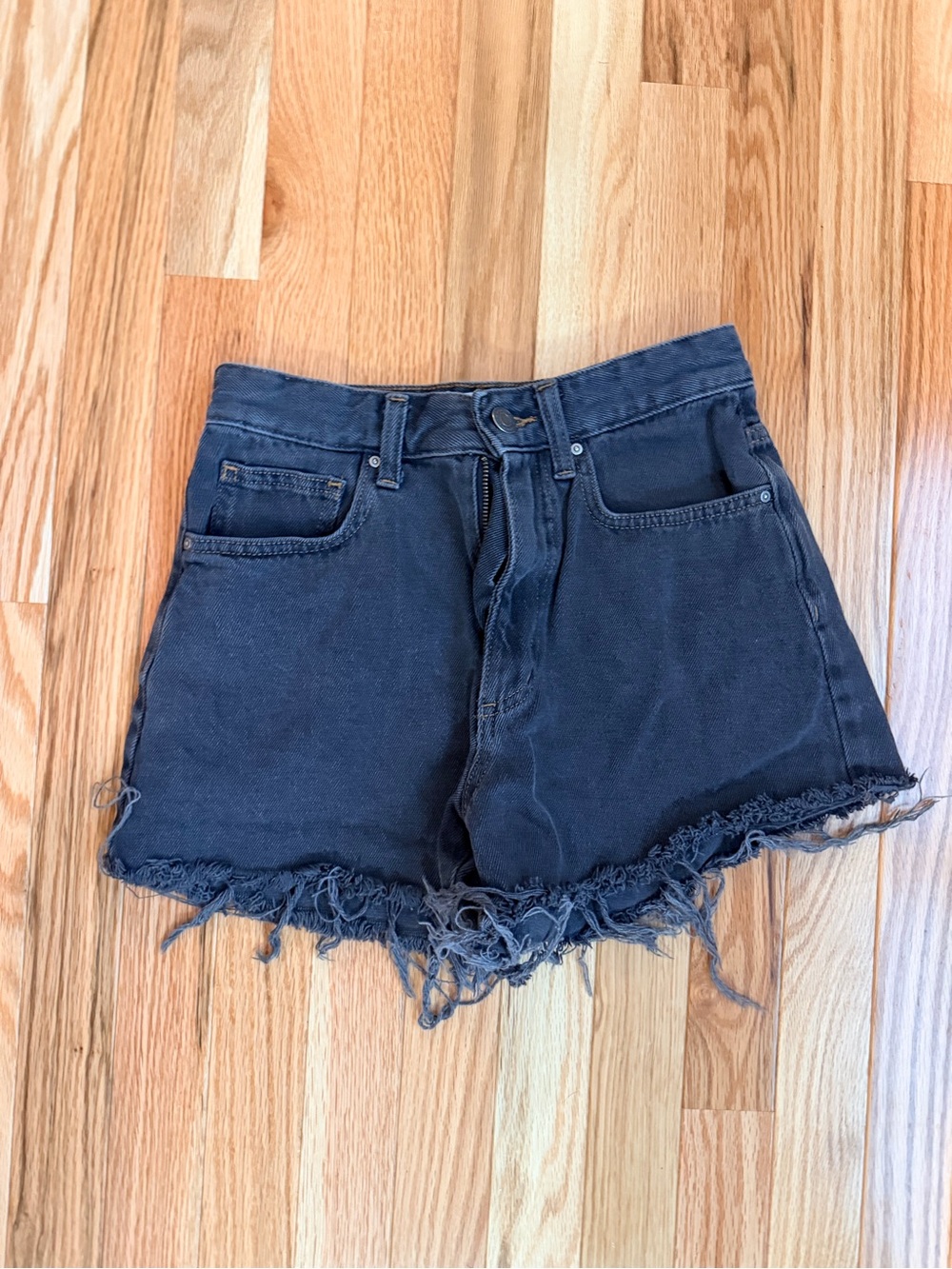 Cotton On Black High-Rise Frayed Hem Denim Shorts